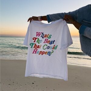 Etta & East graphic colorful vest that could happen oversized